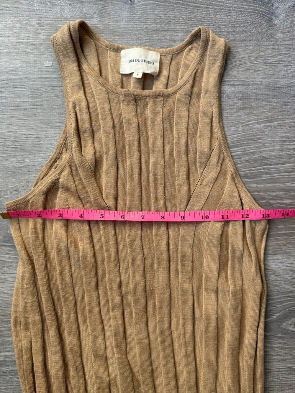 Loulou Studio beige ribbed knit sleeveless midi dress - Picture 10 of 12